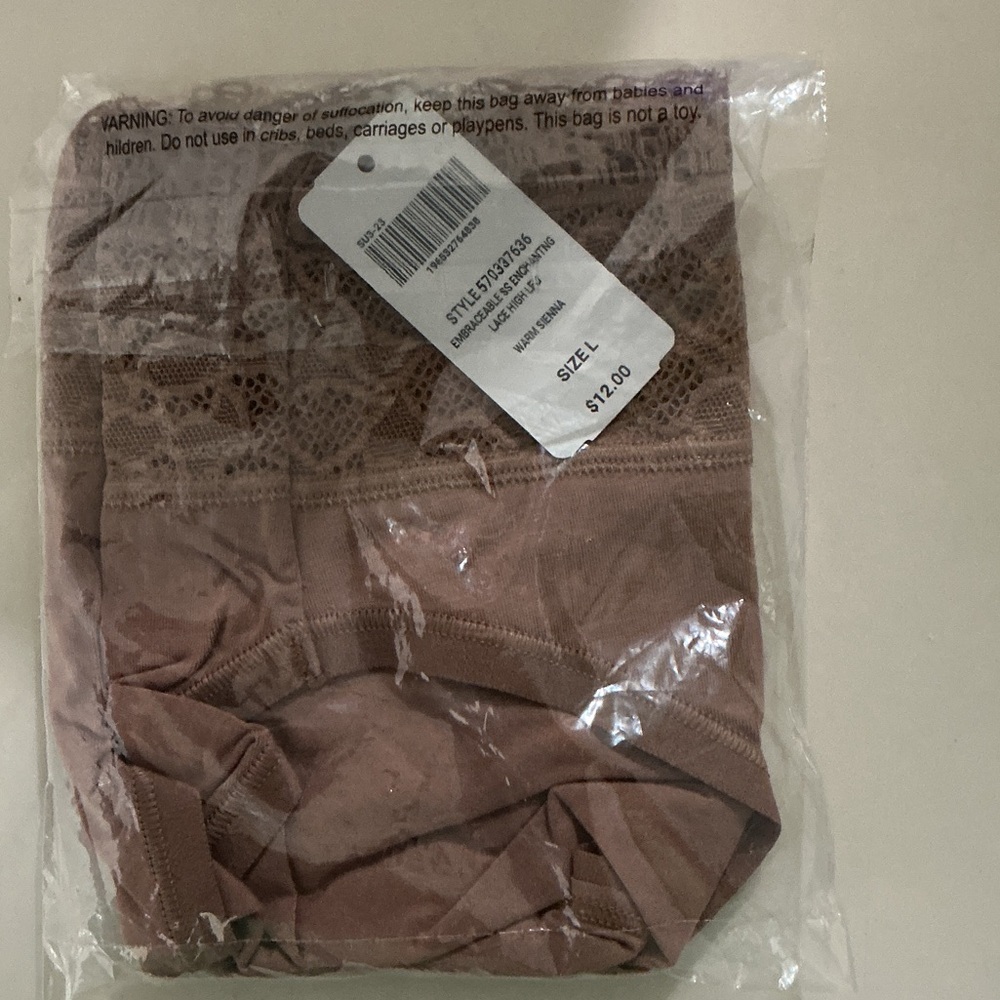 Soma Lace-Trim High-Waist Panty in Mauve Brown